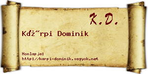 Kárpi Dominik névjegykártya